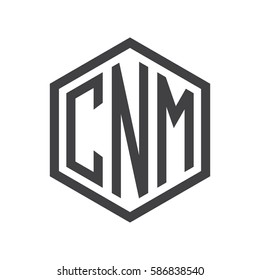 initial three letter logo hexagon black