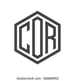 initial three letter logo hexagon black