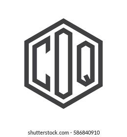 initial three letter logo hexagon black