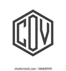 initial three letter logo hexagon black
