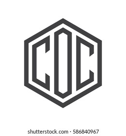 initial three letter logo hexagon black