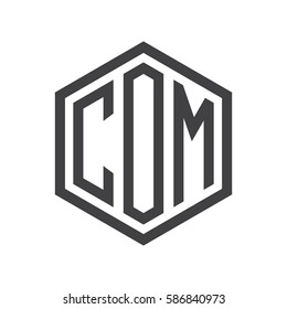 initial three letter logo hexagon black