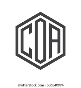 initial three letter logo hexagon black