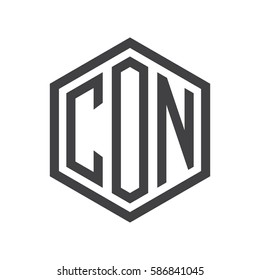 initial three letter logo hexagon black
