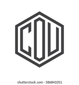 initial three letter logo hexagon black