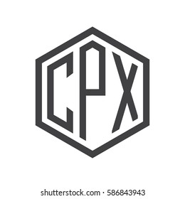 initial three letter logo hexagon black