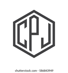initial three letter logo hexagon black