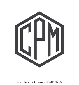 initial three letter logo hexagon black