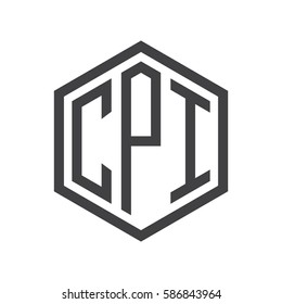 initial three letter logo hexagon black