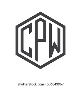 initial three letter logo hexagon black