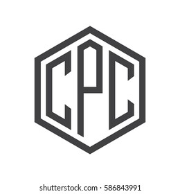 initial three letter logo hexagon black