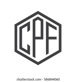 initial three letter logo hexagon black