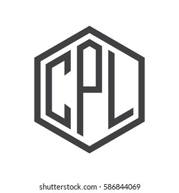 initial three letter logo hexagon black