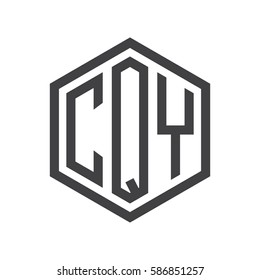 initial three letter logo hexagon black