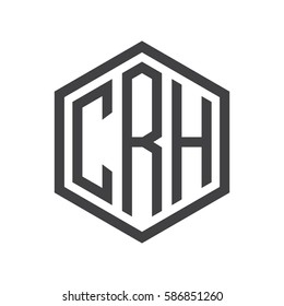 initial three letter logo hexagon black