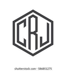 initial three letter logo hexagon black