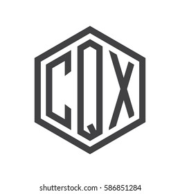 initial three letter logo hexagon black