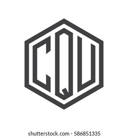 initial three letter logo hexagon black