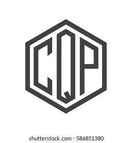 initial three letter logo hexagon black