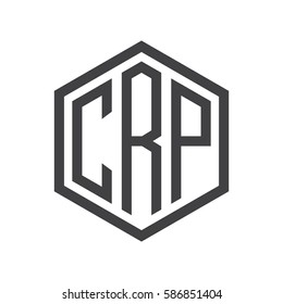 initial three letter logo hexagon black