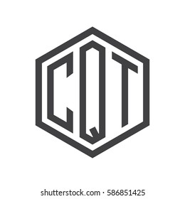 initial three letter logo hexagon black