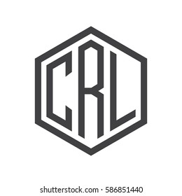 initial three letter logo hexagon black