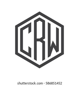initial three letter logo hexagon black