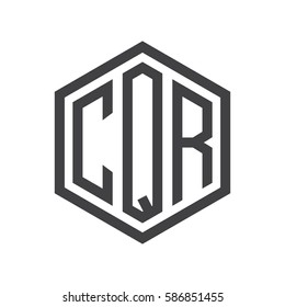 initial three letter logo hexagon black