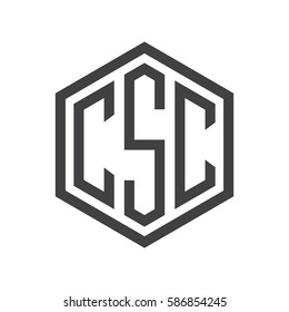 initial three letter logo hexagon black