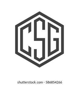 initial three letter logo hexagon black