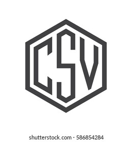 initial three letter logo hexagon black