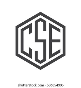initial three letter logo hexagon black