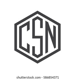 initial three letter logo hexagon black