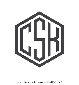 initial three letter logo hexagon black