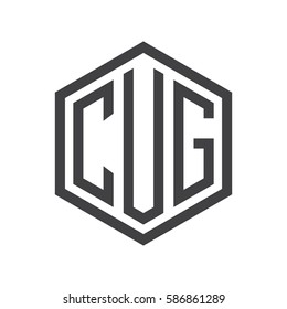 initial three letter logo hexagon black