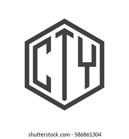 initial three letter logo hexagon black