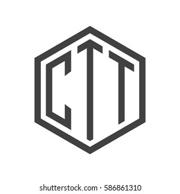 initial three letter logo hexagon black