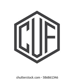 initial three letter logo hexagon black
