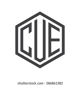 initial three letter logo hexagon black