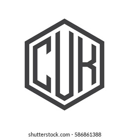 initial three letter logo hexagon black