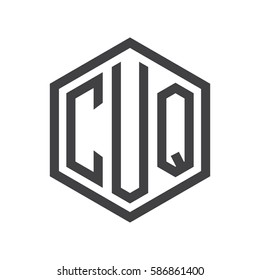 initial three letter logo hexagon black