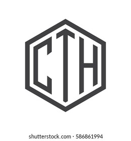 initial three letter logo hexagon black