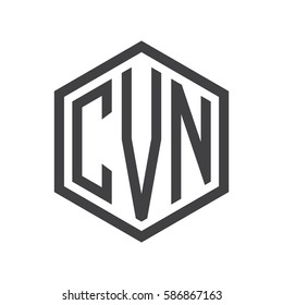 initial three letter logo hexagon black