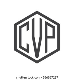 initial three letter logo hexagon black
