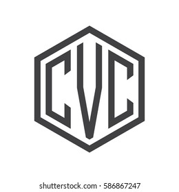 initial three letter logo hexagon black