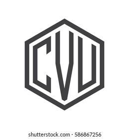 initial three letter logo hexagon black
