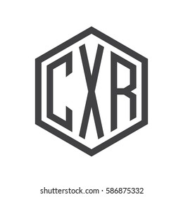 initial three letter logo hexagon black