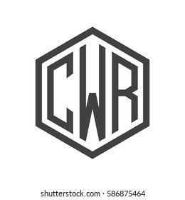 initial three letter logo hexagon black
