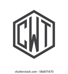 initial three letter logo hexagon black