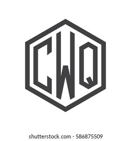 initial three letter logo hexagon black